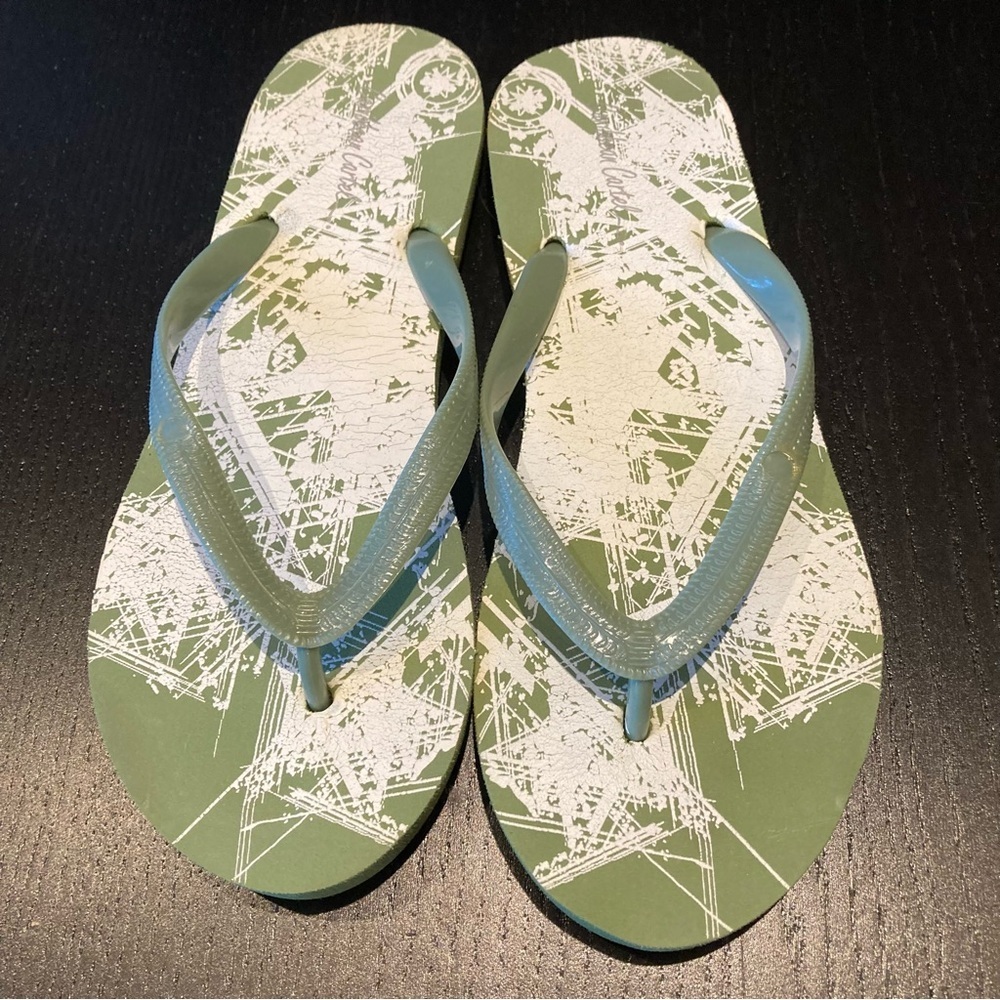 Caribbean cartel Olive Embossed Design mens Flip- Flops